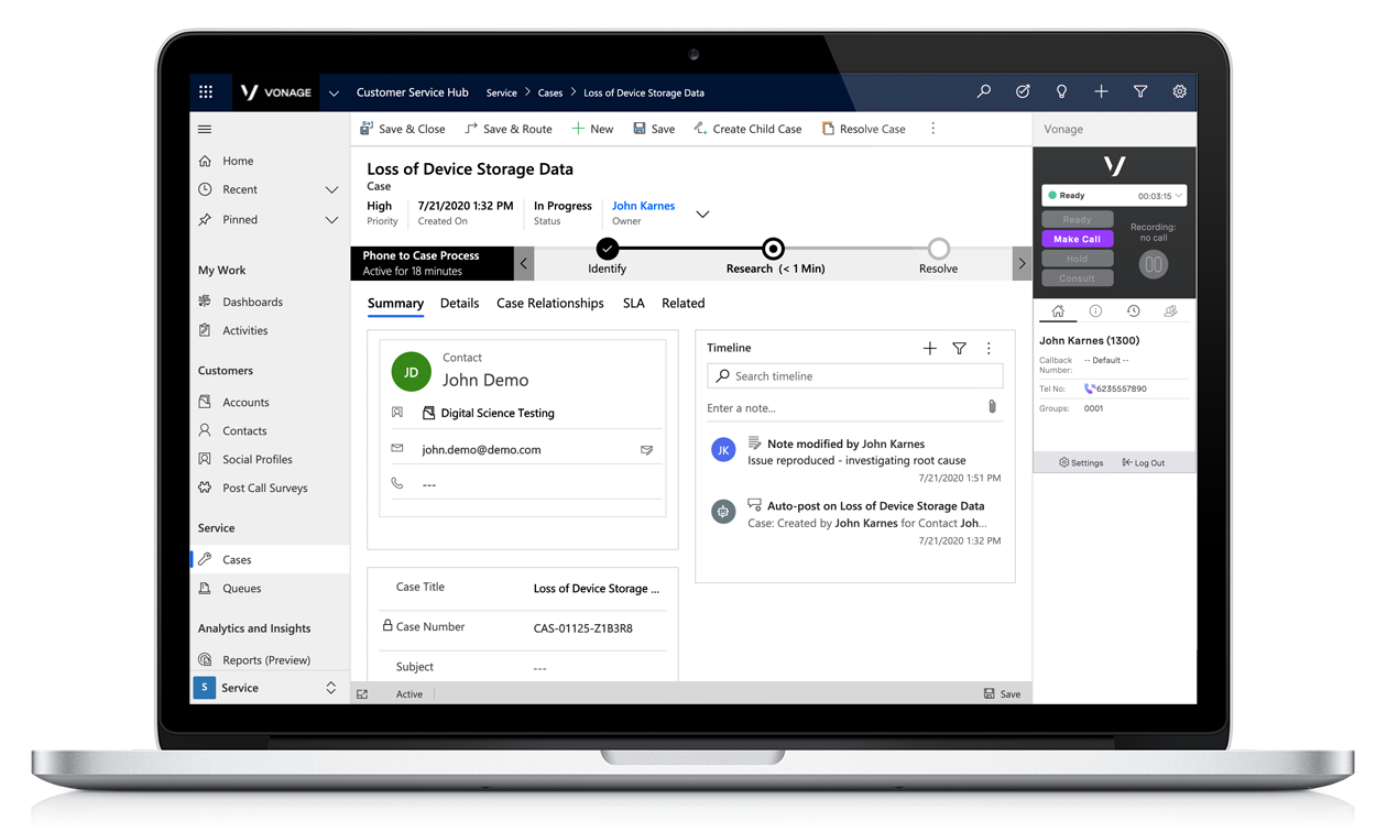 Historial y grabaciones de llamadas Microsoft Dynamics 365 Service Hub